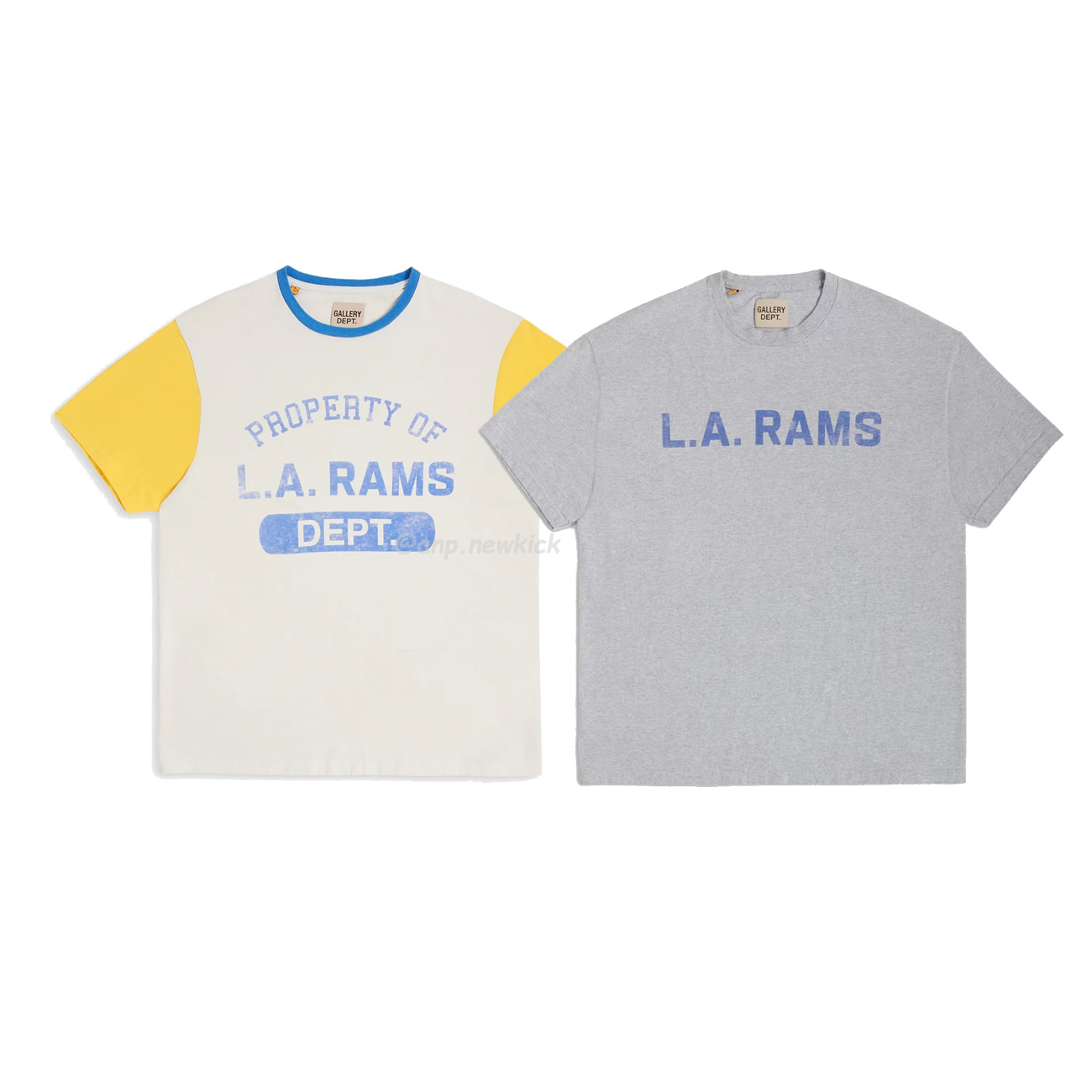 Gallery Dept X La Rams Color Block Tee Rams Co Branded Old Print Contrast Short Sleeve T Shirt (1) - newkick.app